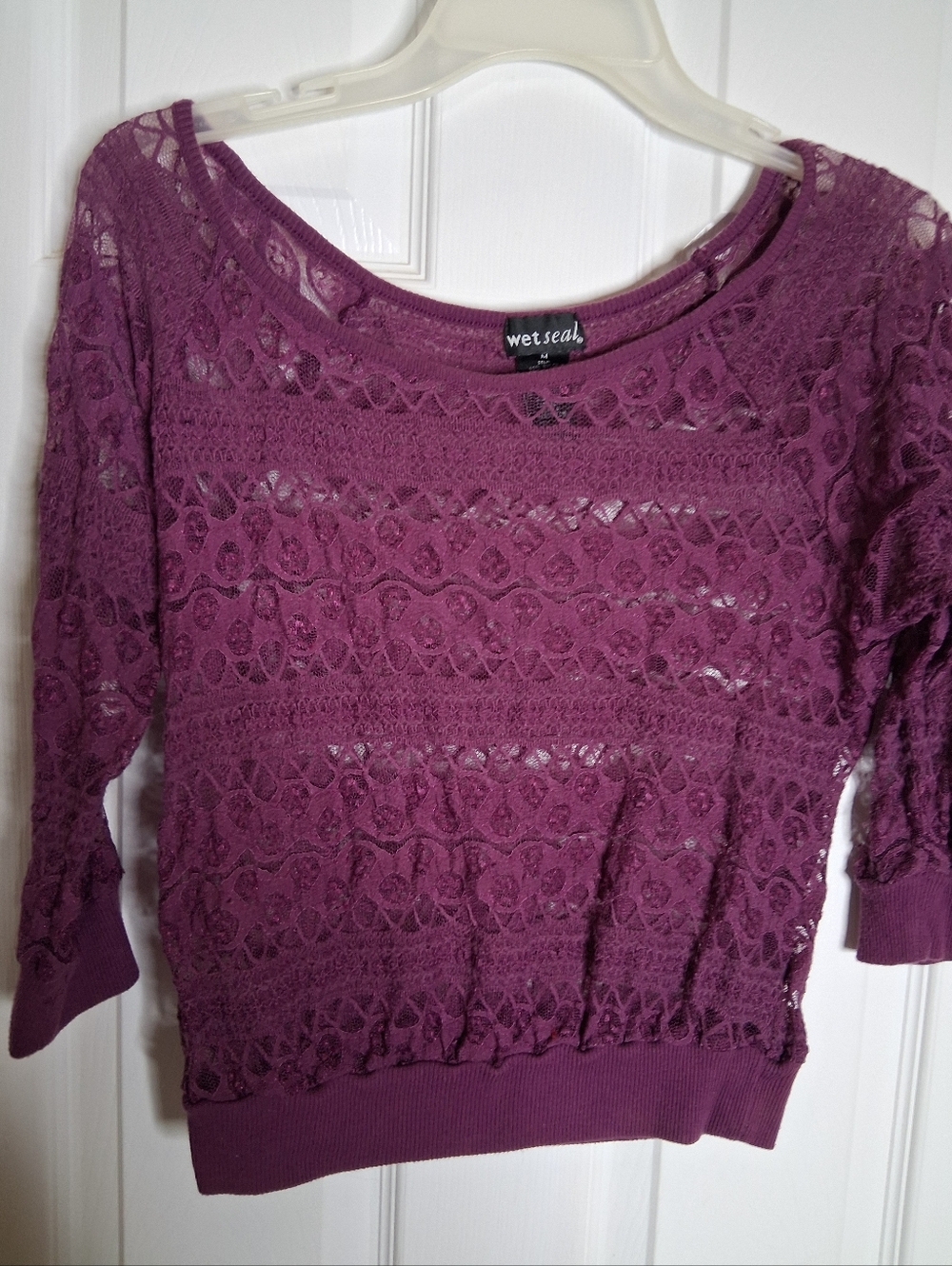 Vintage Y2K Wet Seal Purple Lace Overlay  Teen Women's Top Size Med